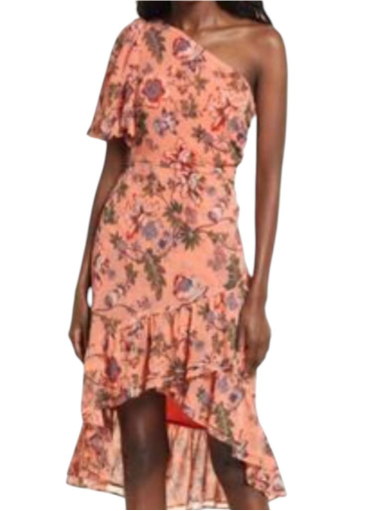 Chelsea28 Floral Dress Peach One Shoulder Size Medium